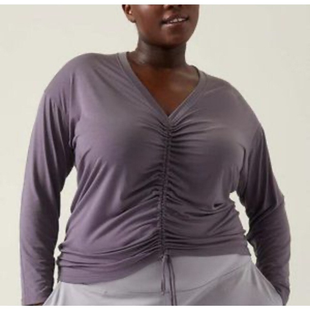 BUNDLE NWT 2 Athleta Crossover Ruched Tops White Purple‎